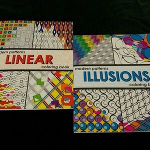 Mindware Modern Pattern Coloring books. Includes Linear & Illusions books. NWOT